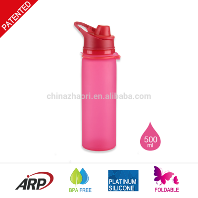 Hot Wholesale Soft Squeeze 500ml/16oz Silicone Water Bottle