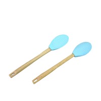 Wholesale Wooden Handle Baking Spoon, Kitchen Cooking Silicone Spoon