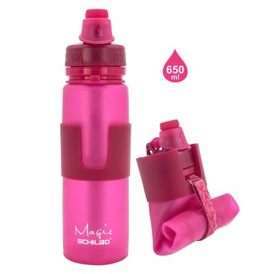 Sport folding silicone roll up  flexible  water bottle